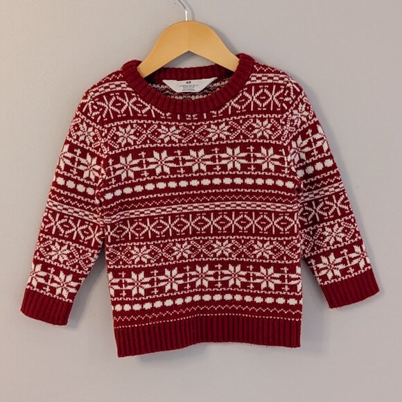 2/$20 💚 H&M Fair Isle Holiday Sweater | 3-4Y - Picture 1 of 7